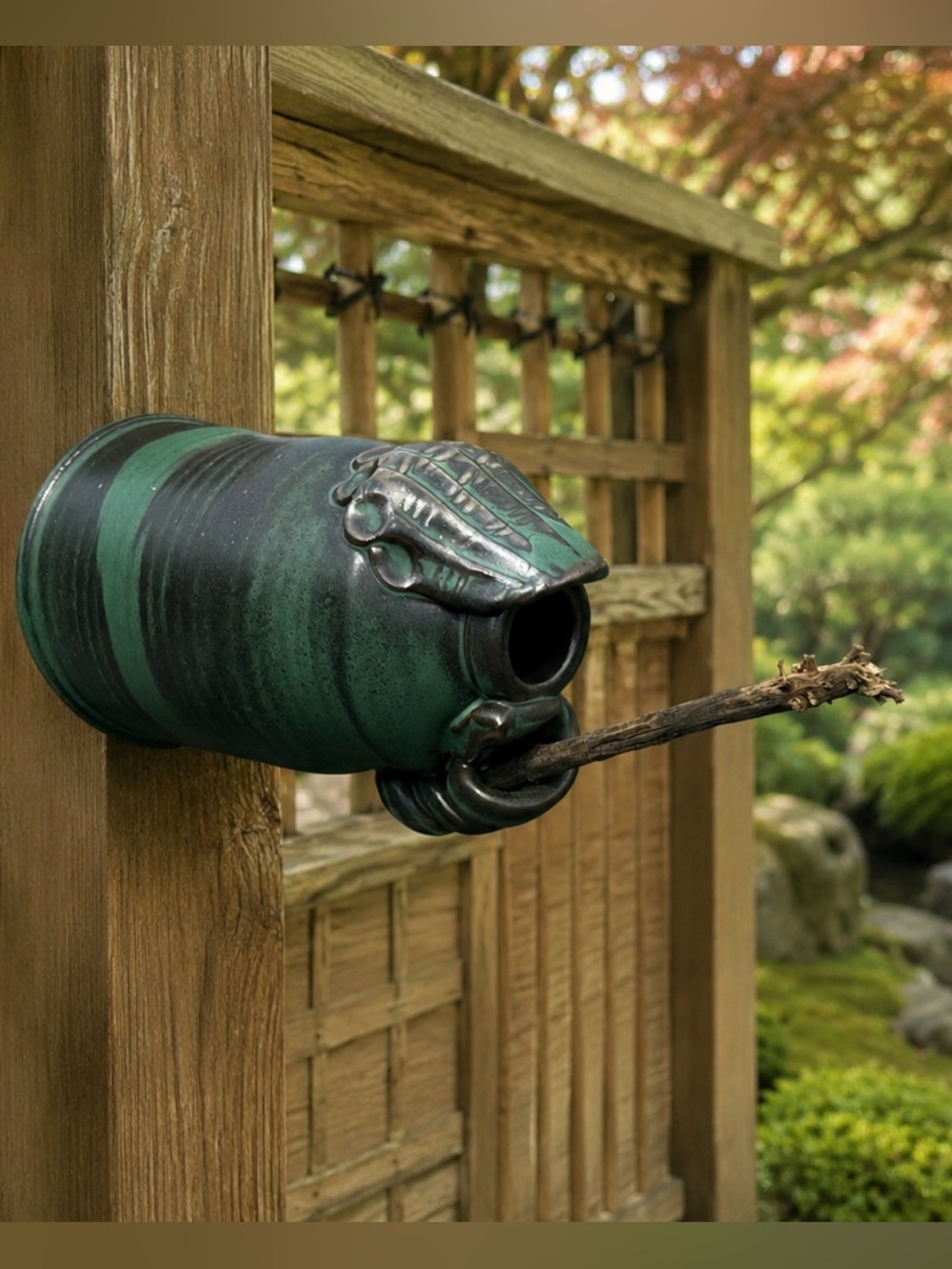 Wheel thrown Chickadee Birdhouse